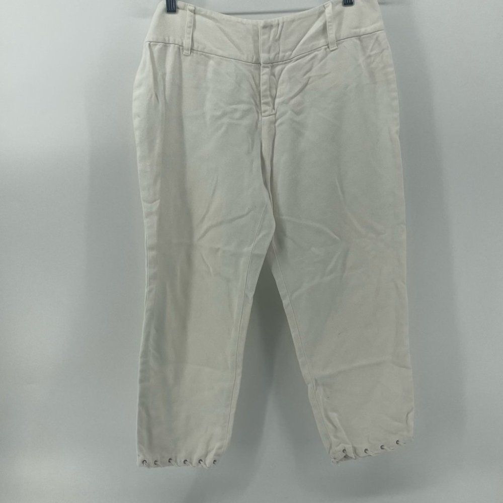 rag & bone. Women's Cream Cropped Pants with Snap Hem